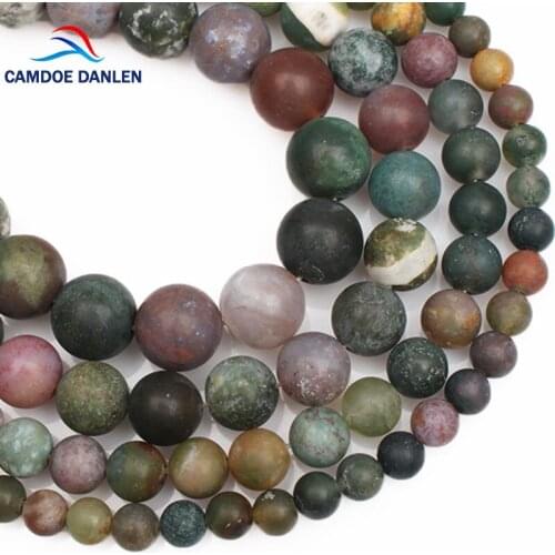CAMDOE DANLEN Natural Stone Dull Polish India Agates Matte Round Beads 6/8/10/12mm Fit DIY Bracelet Necklace Jewelry Making