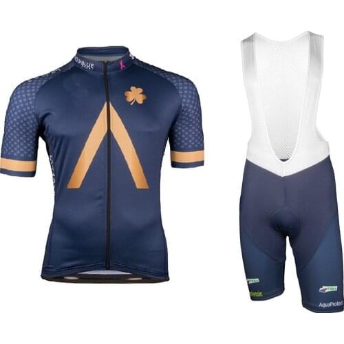 2018 Aqua Blue Mens Cycling Jersey Short Sleeve Bicycle Clothing With Bib Shorts Quick-Dry Riding Bike Clothes Ropa Ciclismo