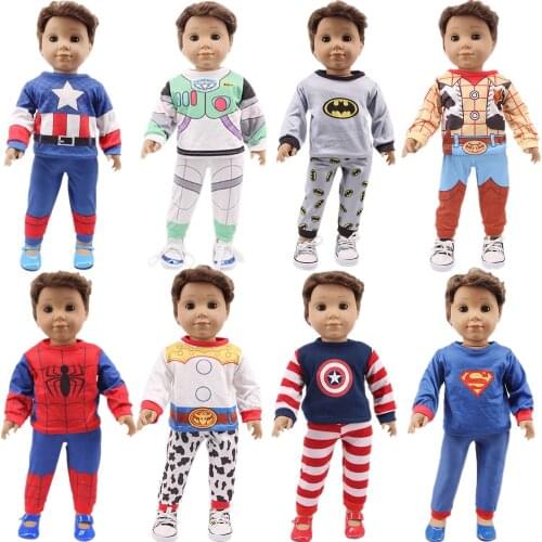 New Arrivals 13 Styles Cosplay Doll Pajamas For New Logan Boy Doll&43 Cm Born Doll Superheros Clothes Christmas Boys Best Toy