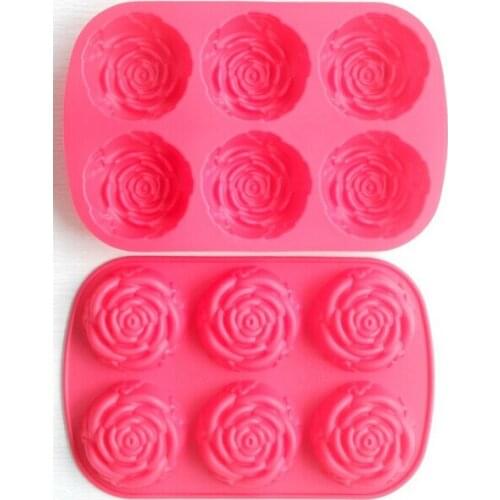 Wholesale 6 even rose flower handmade DIY chocolate ice lattice mold Soap mold silicone baking clay mold resin
