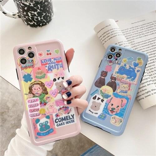 PINZHENG Creative Cartoon Mobile Phone Case For iPhone X 11 12 Pro Max Soft Silicone Protective Cover For 7 8 Plus Phone Cases