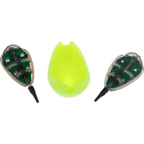 Plastic Environmental Carp Fishing Bait Holder Inline Flat Method Feeder Set - 2/3/4 Feeders with Quick Release Mould