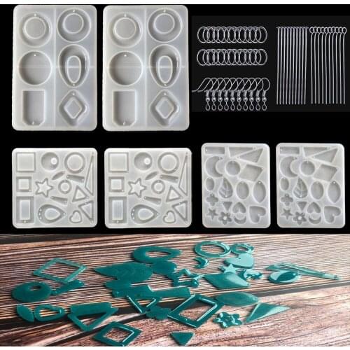 86 Pieces Geometric shape liquid resin craft pendant, DIY combination silicone mold, jewelry resin mold accessories