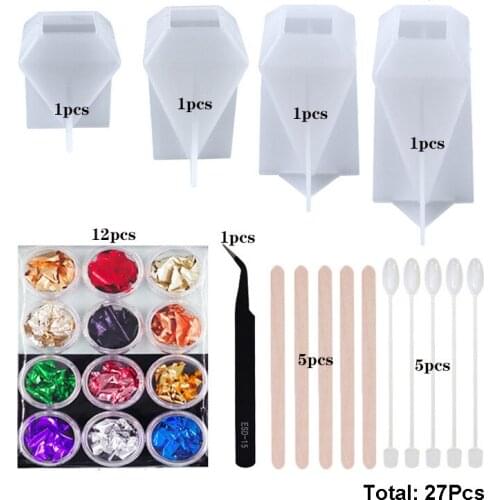 DIY Crystal Epoxy Mold, Square Stereo Conical Crystal Ornaments Homemade Candle Silicone Mold, DIY Hexagonal Cone Silicone Mold