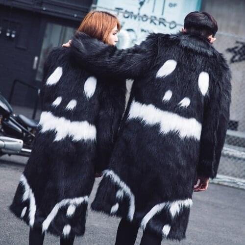 S-3XL!!! 2018 Fashionable autumn and winter imitation fox fur coat of fur coat mens long coats Men and women in style