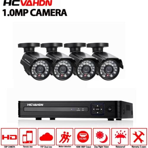 CCTV System 4CH 720P Outdoor Security Camera 4CH 1080P P2P DVR HVR Onvif NVR Surveillance Kit CCTV 4ch AHD CCTV camera system