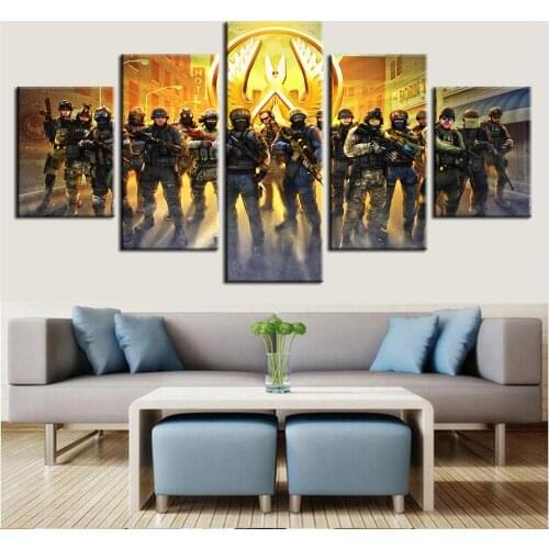 Modern Living Room Wall Art Modular Canvas Painting 5 Pieces Counter Strike Game Poster Pictures Home Decorative Frames