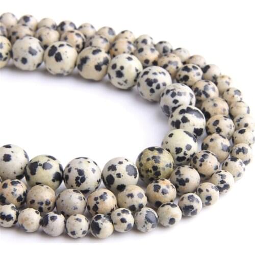 Special Spotted stone beads Natural white black dalmation Beads Round Loose stone Beads Jewelry Making DIY 15" 6/8/10/12mm beads