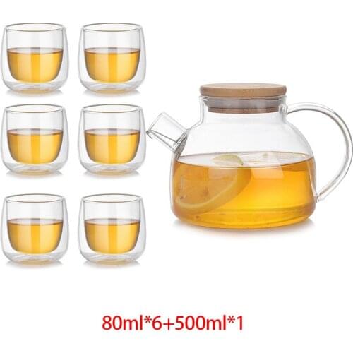Heat Resistant Glass Tea Infuser Pot With Wooden Cover Flower Tea Puer kettle Coffee Cup Teapot Set Kitchen,Dining & Bar TB