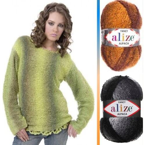 Alpaca Knitted Yarn - 7 Color Options - 875 Meters(350gr) - Alize Rainbow - Wool - Acrylic - Cardigan - Beret - Scarves - Sweater - Blouse - Scarf - Vests - Home Textile - Amigurumi- DIY