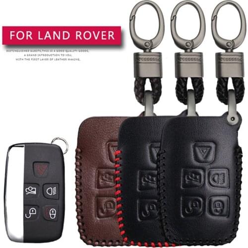 For Land Rover Discovery 3 4 Freelander 2 Defender X9 Range Rover Car Key Protection Shell Key Case Cover Leather Key Ring Case