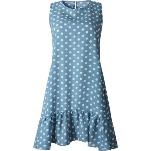 Polka Dot Dress Ruffle Women 2020 Summer Street Sexy Casual Slim Thin Beach Party O Neck Mini Sleeveless Dress Vestidos