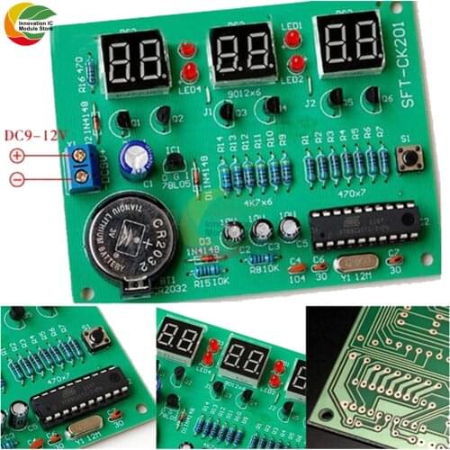 Ziqqucu DIY Kit Module 9V-12V AT89C2051 6 Digital Digital LED Electronic Clock Parts Components Diy Electronic