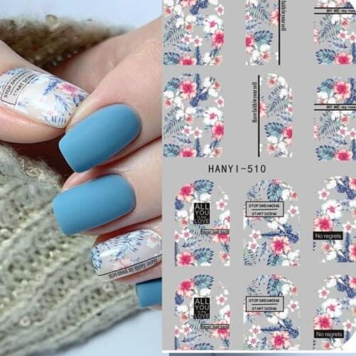 1 sheet Flower Leaf Nail Stickers Nail Decals 3D Flower Pink Petal Slider Nail Decoration Manicure Adhesive Tattoo