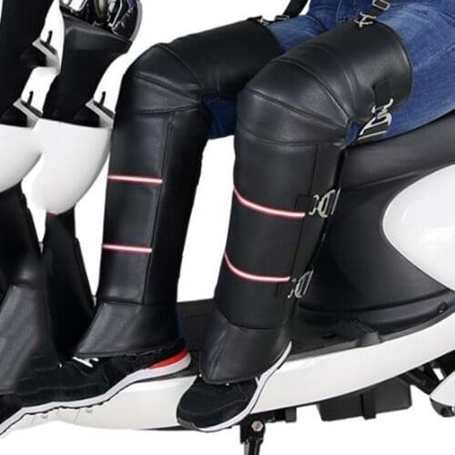 1 Pair Knee Protector Motorcycle Leather Knee Pads Plush Thickening Windproof Waterproof Winter Warm Leg Protector Unisex