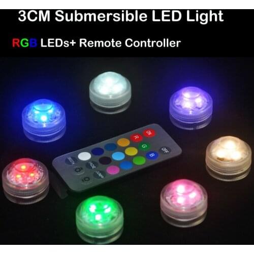 10pcs/Lot Wedding Decoration Remote Control Waterproof Submersible LED Party Tea Mini Light With Battery For Halloween Christmas