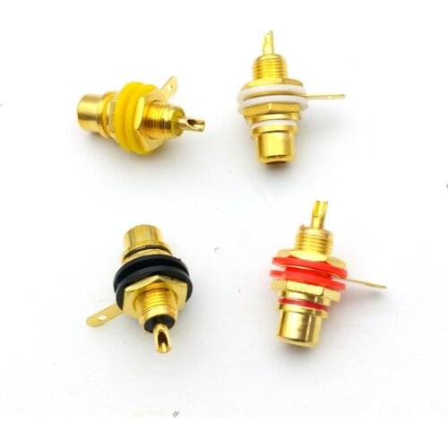 10pcs Gold Plated RCA Female Jack Panel Mount Chassis Socket adapter