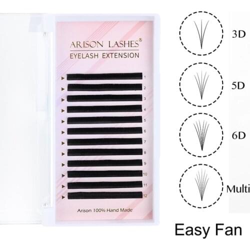 12Rows Mink Hair Eyelash Extensions Soft Natural Blooming Volume Eyelashes Auto Fans Camellia Individual Lash Extension Supplier