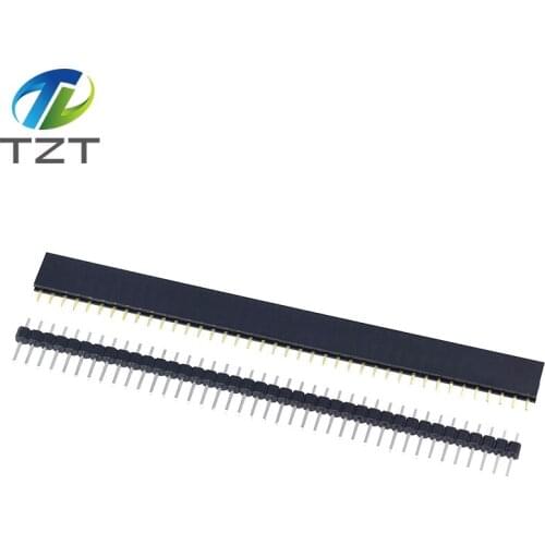 20pcs 10 pairs 40 Pin 1x40 Single Row Male and Female 2.54 Breakable Pin Header PCB JST Connector Strip for Arduino Black