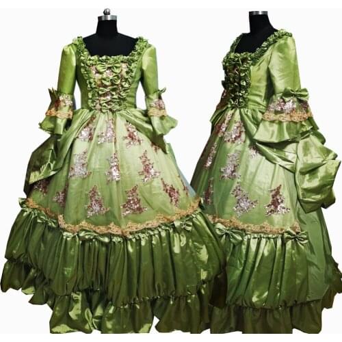 2020 New green victorian Halloween Cosplay dress Colonial Georgian Renaissance Gothic Historical dress D-642