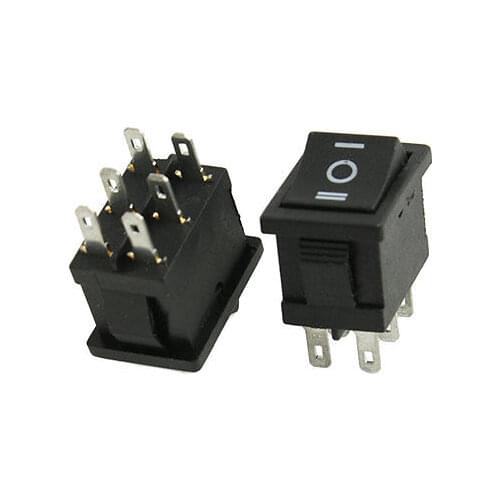 5 Pcs 6 Pin DPDT ON-OFF-ON 3 Position Snap in Rocker Switch 6A/250V 10A/125V AC