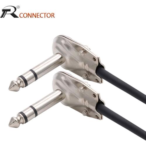 3pcs Metal 90 Degree Right Angle 6.35 mm 3 Pole Stereo Jack Plug 6.35mm Guitar Phono Pancake 1/4 Inch Connector