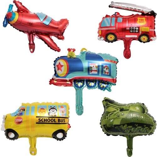 50pcs mini Fire Engine Balloon Train Policeman Car Tank Ambulance Foil Balloons Birthday Party Decorations Kids Toys Baby Shower