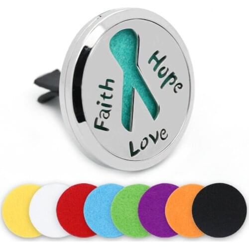 Car Diffuser Essential Oil Locket 38MM Silver Round Magnet Stainless Steel Car Aromatherapy Vent Clip Pendant Jewelry For Car