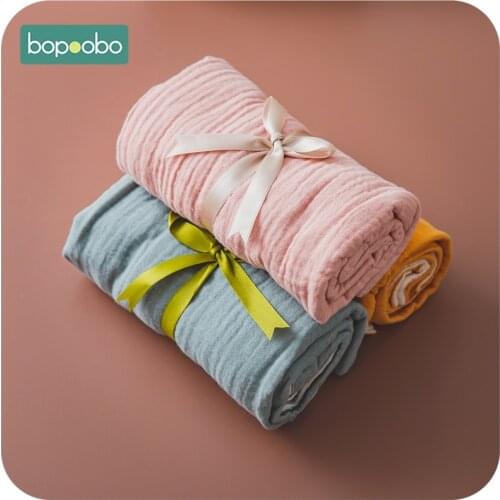 Bopoobo 1set Baby Cotton Blanket Bedding Quilt Blanket For Bed Stroller Wrap Infant Swaddle Birth Gift Baby Photography Product