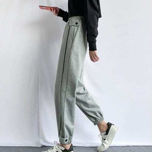 Korean Style casual harem Pants for Women autumn new gray black Sweatpants Woman Joggers loose solid Trousers hip hop Streetwear