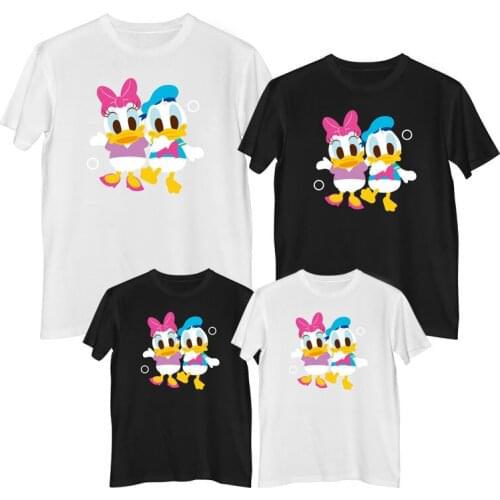 Disney Donald Duck Daisy Duck T-shirt 100% cotton Fashion Womens t-shirts Children clothes girl mother and daughter clothes