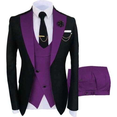 Men Suits 2021 Slim Fit One Button Groom Tuxedos Tailor Made Wedding Suit For Men Blazer 3 Pieces Suit For Male Costume Homme