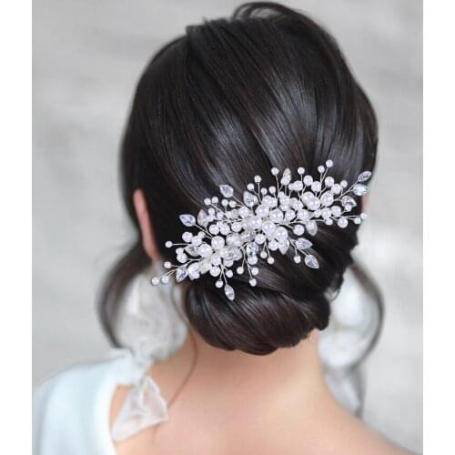H42 Elegant Pearls Wedding Hair Combs Bridal Hair Clips Accessories Jewelry Handmade Head Ornaments Pearls Bride Hair Combs