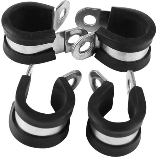 4pcs/lot FlexibleTubing Clamps 304 Stainless Steel Rubber Lined P Clips Cable Mounting Hose Pipe Openbuilds for 3d printer parts