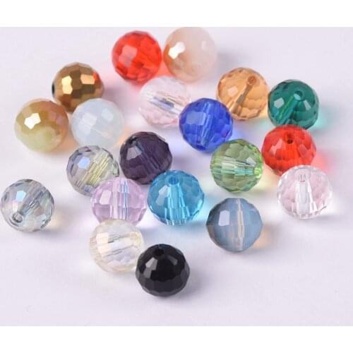 Round 96 Facets Cut Disco Ball 6mm 8mm 10mm 12mm Crystal Glass Loose Spacer Beads Lot Colors For Jewelry Making DIY
