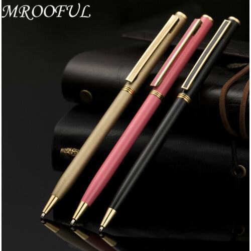 Metal Ballpoint Pens1.0mm Black Ink Rollball Pen Student Stationery School Office Supplies Creative Golden Silver Ball Pens