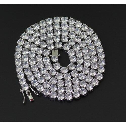 4mm High Quality Brass / Copper Zircon Tennis Chain 1 Row Necklace Hiphop Jewelry Men CZ Necklace Iced Out 16" 18" 20" 22" 24"