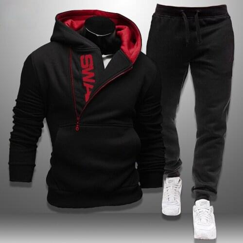Tracksuit Men New Arrival Spring Autumn Hooded Sweatshirt +Drawstring Sweatpants Male Half Zipper Hoodies 2 Pieces Mens Sets 4XL