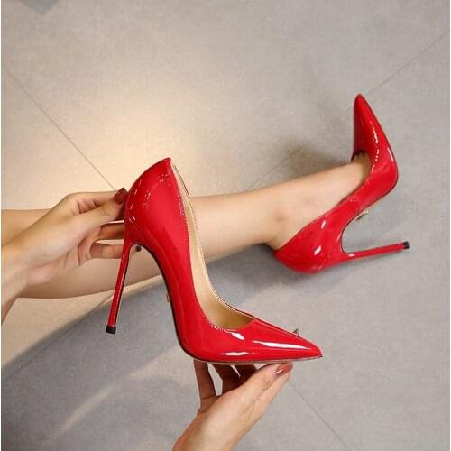 LOSLANDIFEN New Womens Pumps Sexy Pointed Toe High Heels Shoes Spring Autumn Office Wedding Patent Leather 302-1PA
