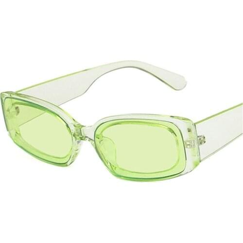 Traveling Light Green Summer Sports Fashion Sunglasses Small Rectangle Frame Women Transparent Colorful Sweet Girl Eyewear