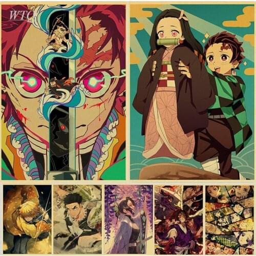 Japan Comic Demon Slayer Posters Retro Poster Anime Poster Canvas Painting Wall Decor Wall Posters Wall Art Picture Home Decor