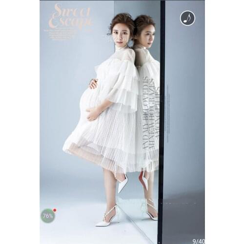 Pregnancy Dress for Photo Shoot Maternity Photography Props Sexy V Neck Lace+Chiffon Maxi Gown Dress Pregnant Women Clothes