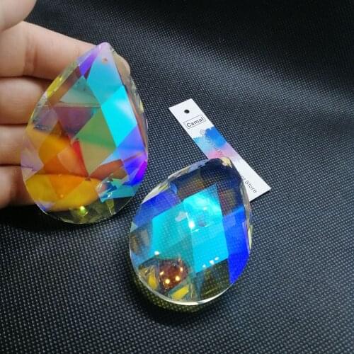 Camal 1pcs 75mm AB Color Colorful Grid Drop Glass Crystal Prisms Pendant SunCatcher Chandelier Hanging Lamp Lighting Parts Decor