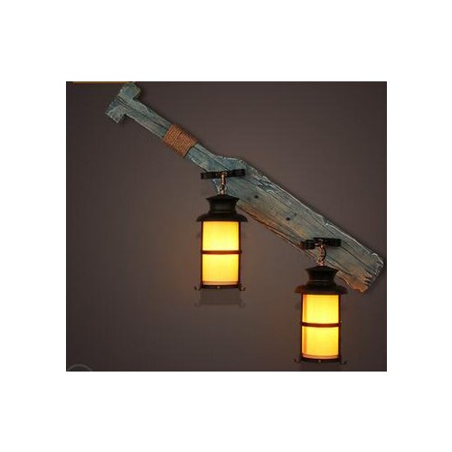 Nordic restaurant Wall Lamps creative special offer retro cafe bar simple wooden double wall lights clothing storeLU80252