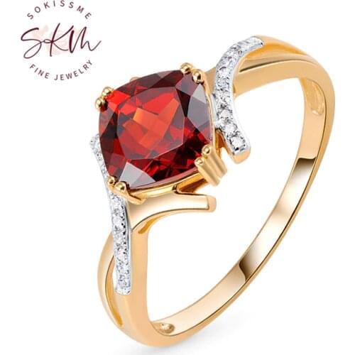 SKM Vintage ring for women Garnet Ring rose Gold Simple wedding ring Jewelry Dainty Classic Promise Rings