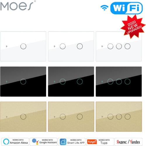 WiFi Smart Wall Light Switch Glass Panel RF433 Smart Life Tuya APP Remote Control Works With Alexa Google Home 1/2/3 Gang