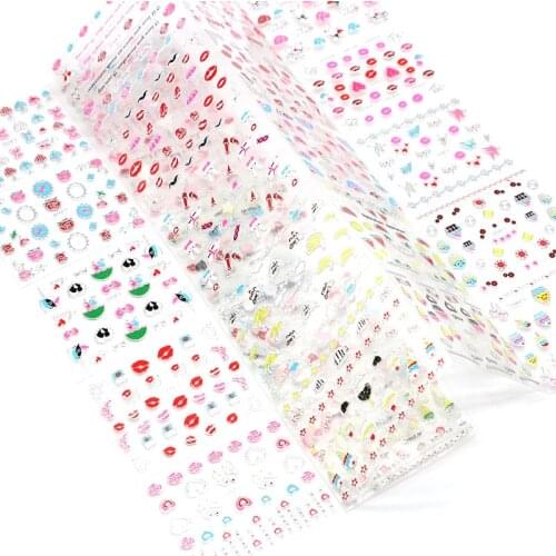 TSGS 30PCS Ultra-thin 3D Nail Stickers 5.3*6.3cm Lips/Heart/Rose Image Transfer Decal Adhesive Nail Art Decorations NTL-14
