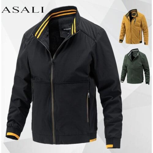 Windbreaker Color Baseball Jackets Men Casual Streetwear Sports Bomber Jacket Men New Autumn Simple Stand Collar Mens Jackets
