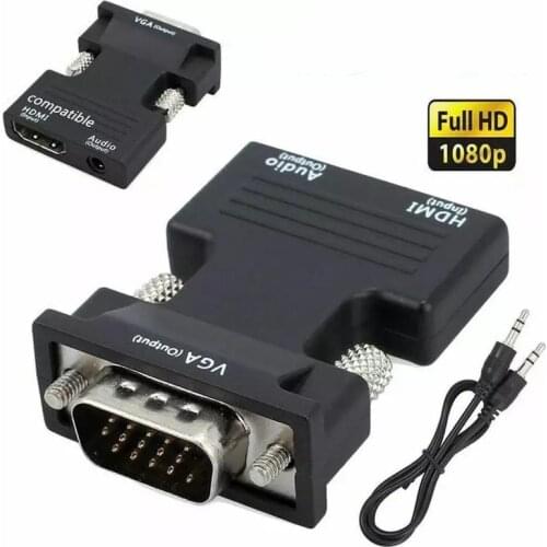 VGA to HDMI-compatible 1080P Male to Female Converter With audio cables and power cord for HDTV Monitor Projector computer PS3
