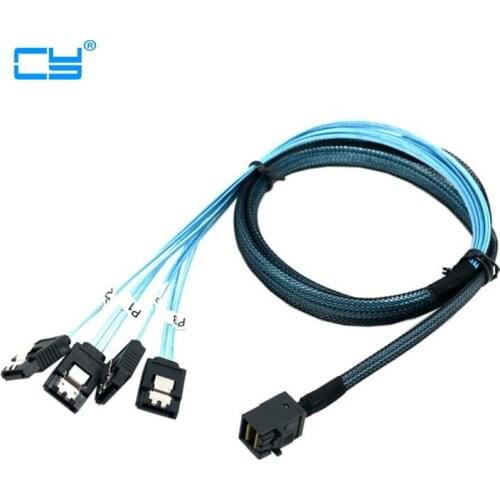 Internal Mini SAS SFF-8643 Host to 4 SATA 7pin Target Hard Disk 6Gbps Data Server Raid Cable 1m